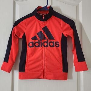 Adidas Preschool Track Jacket Size 5 Blue Logo Red Long Sleeve Pockets Zip-Up